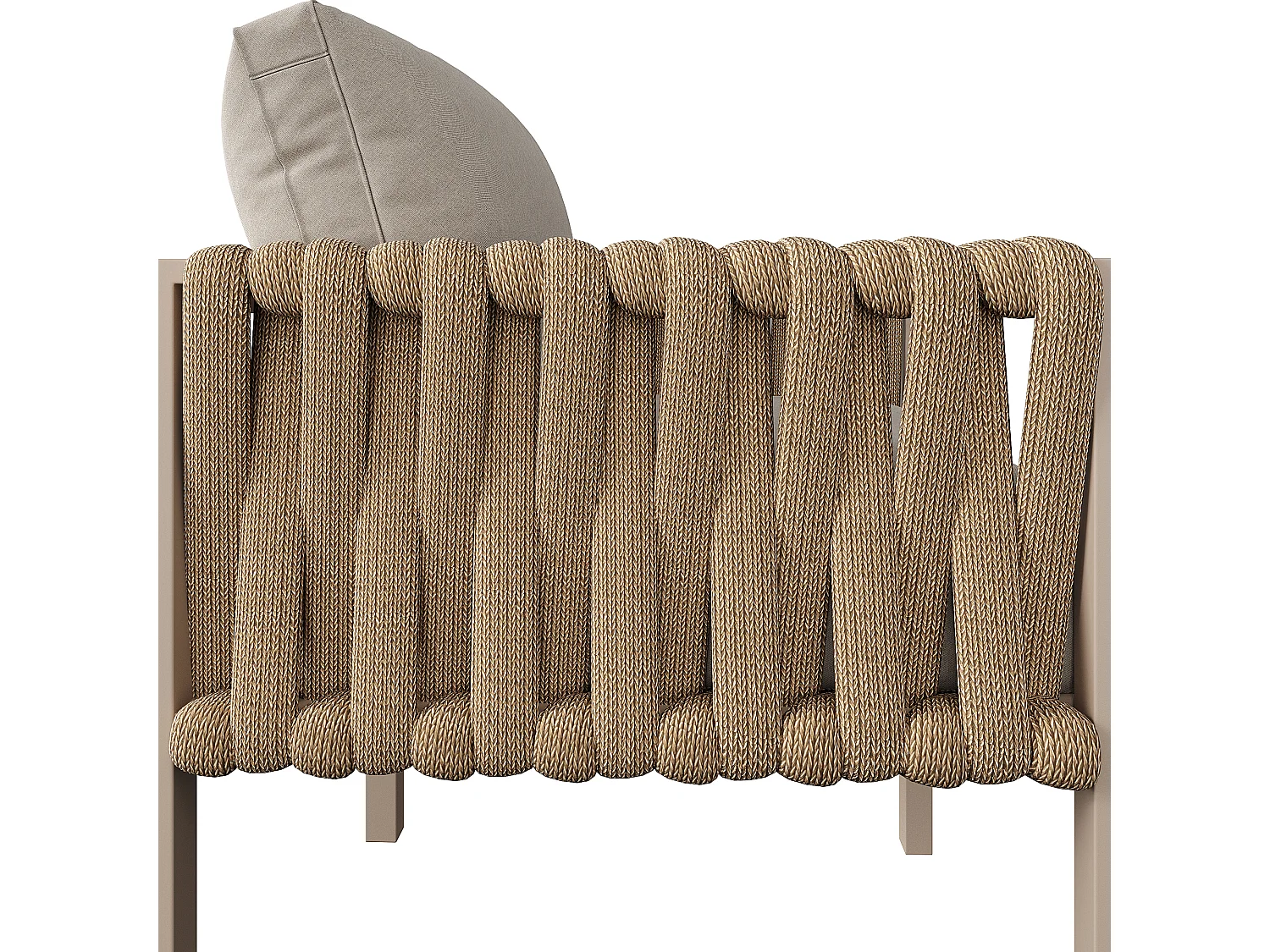 Salon de jardin modulable en fer galvanisé 8 places : 1 canapé 4 places + 1 canapé 2 places + 1 fauteuil et 1 banc - 1 table basse - Beige