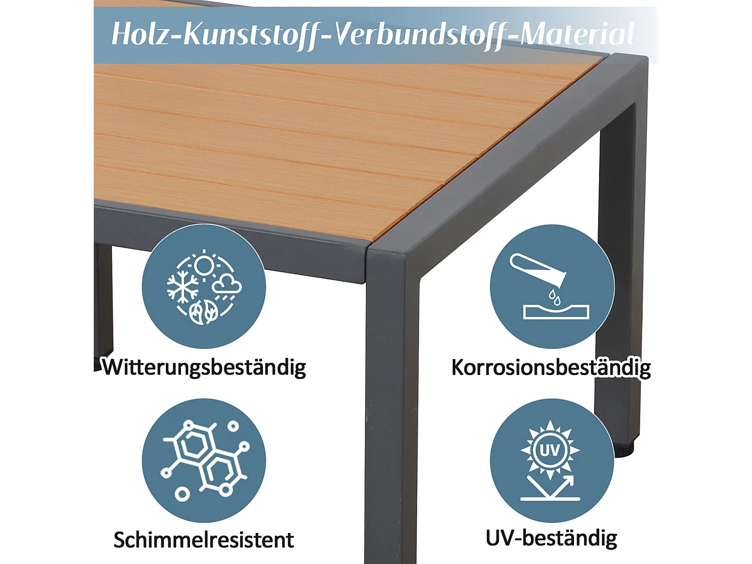 Salon de jardin d'angle en acier galvanisé : 2 canapé 2 places + 1 table basse + 1 table d'appoint - Gris + noir