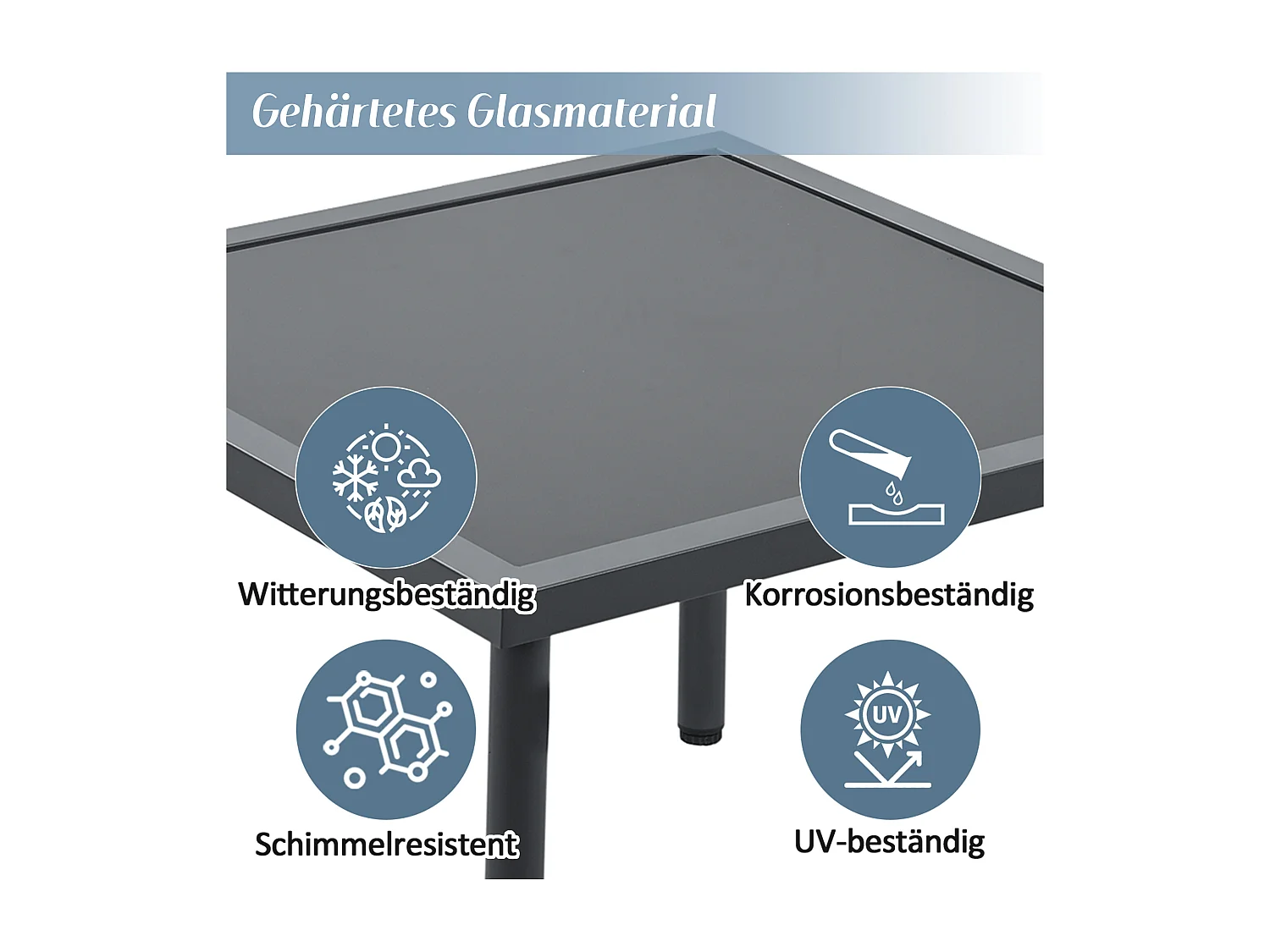 Zestaw mebli ogrodowych modułowych z litego drewna: 1 sofa 3-osobowa + 1 stołek + 1 szklany stolik kawowy - Szary