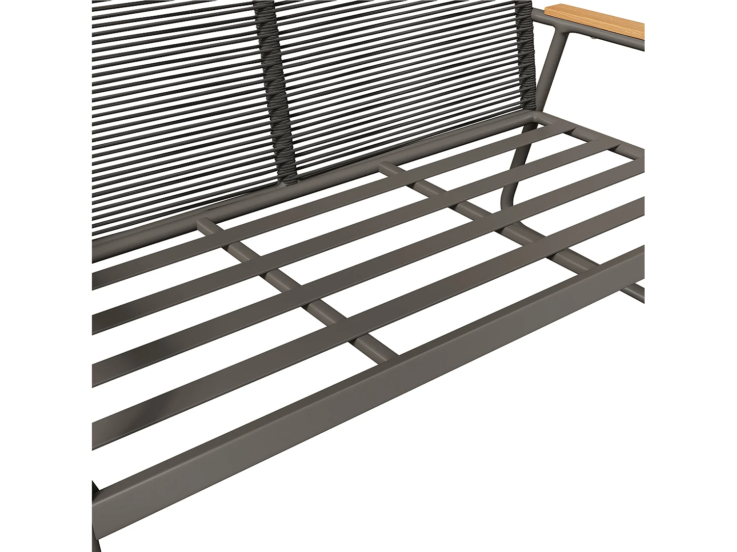 Modulair tuinmeubilair in gegalvaniseerd ijzer: 1 2-zitsbank + 2 fauteuils + salontafel - Lichtgrijs