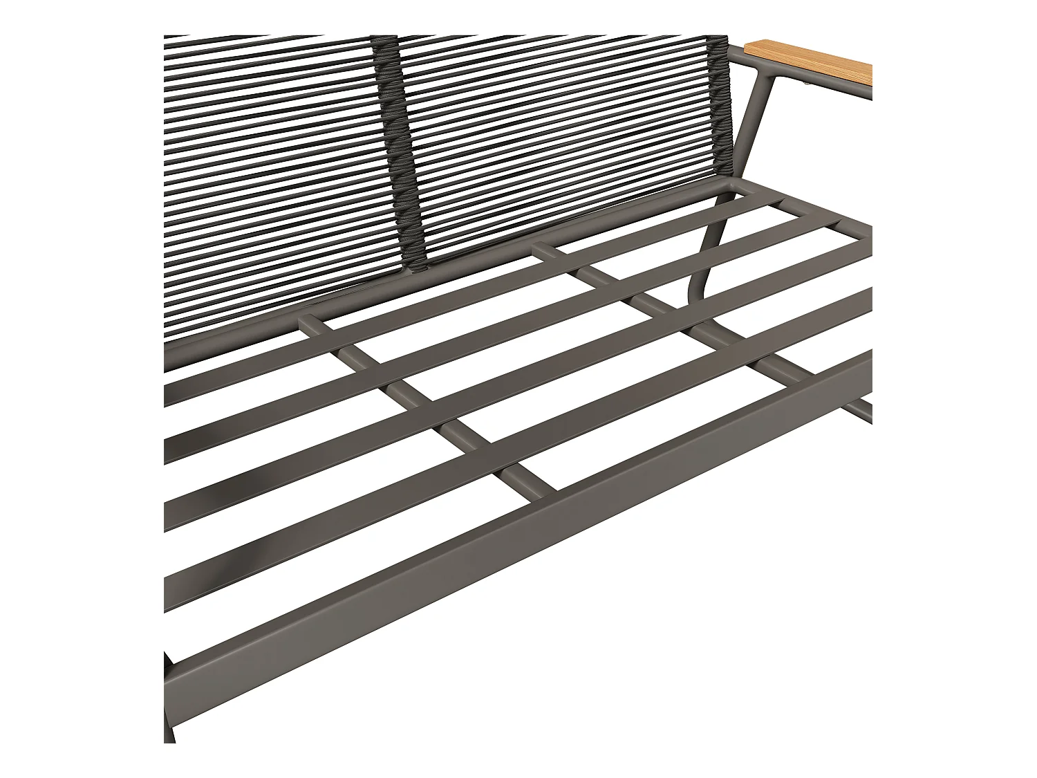 Zestaw mebli ogrodowych modułowych z ocynkowanego żelaza: 1 sofa 2-osobowa + 2 fotele + stolik kawowy - Jasnoszary