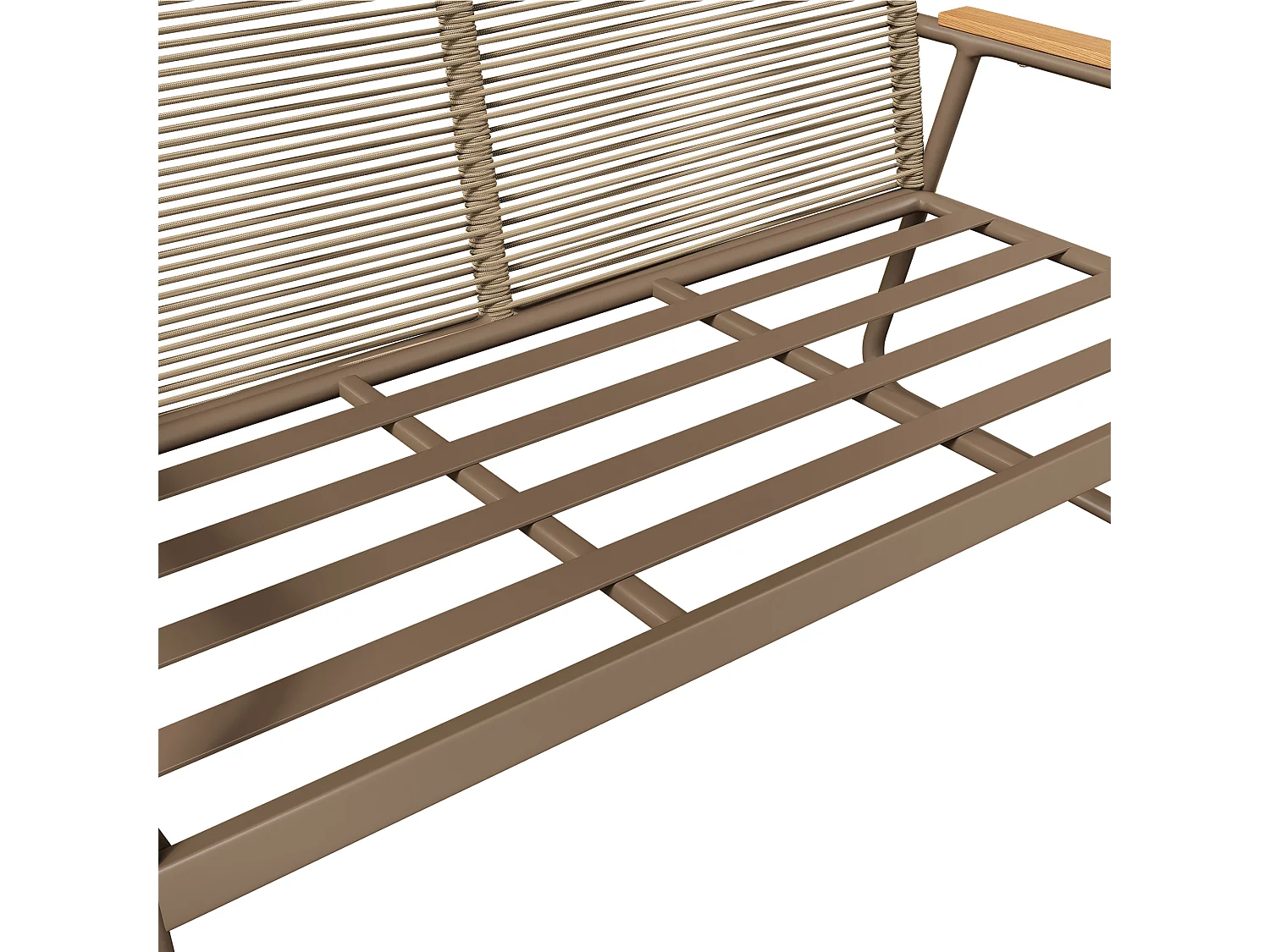 Modulare Gartenmöbel aus verzinktem Eisen: 1 2-Sitzer-Sofa + 2 Sessel + Couchtisch - Beige