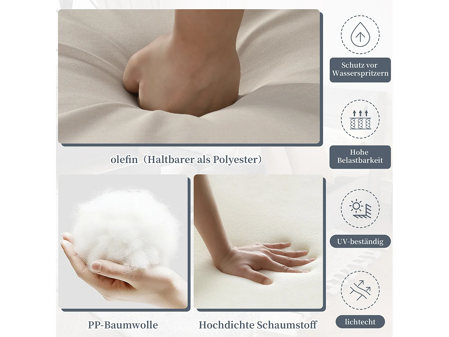 Arredo da giardino modulare in acciaio zincato: 1 divano 3 posti + 1 divano 2 posti + 1 tavolino - Beige + nero