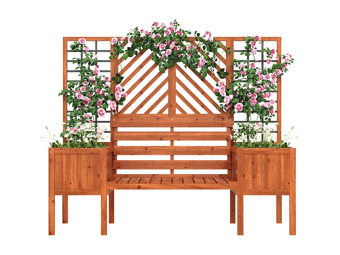 Jardinière Sur Pieds Avec Treillis En Bois - Dimensions 116x60x150 Cm - Bac Profond, étagère Rangement