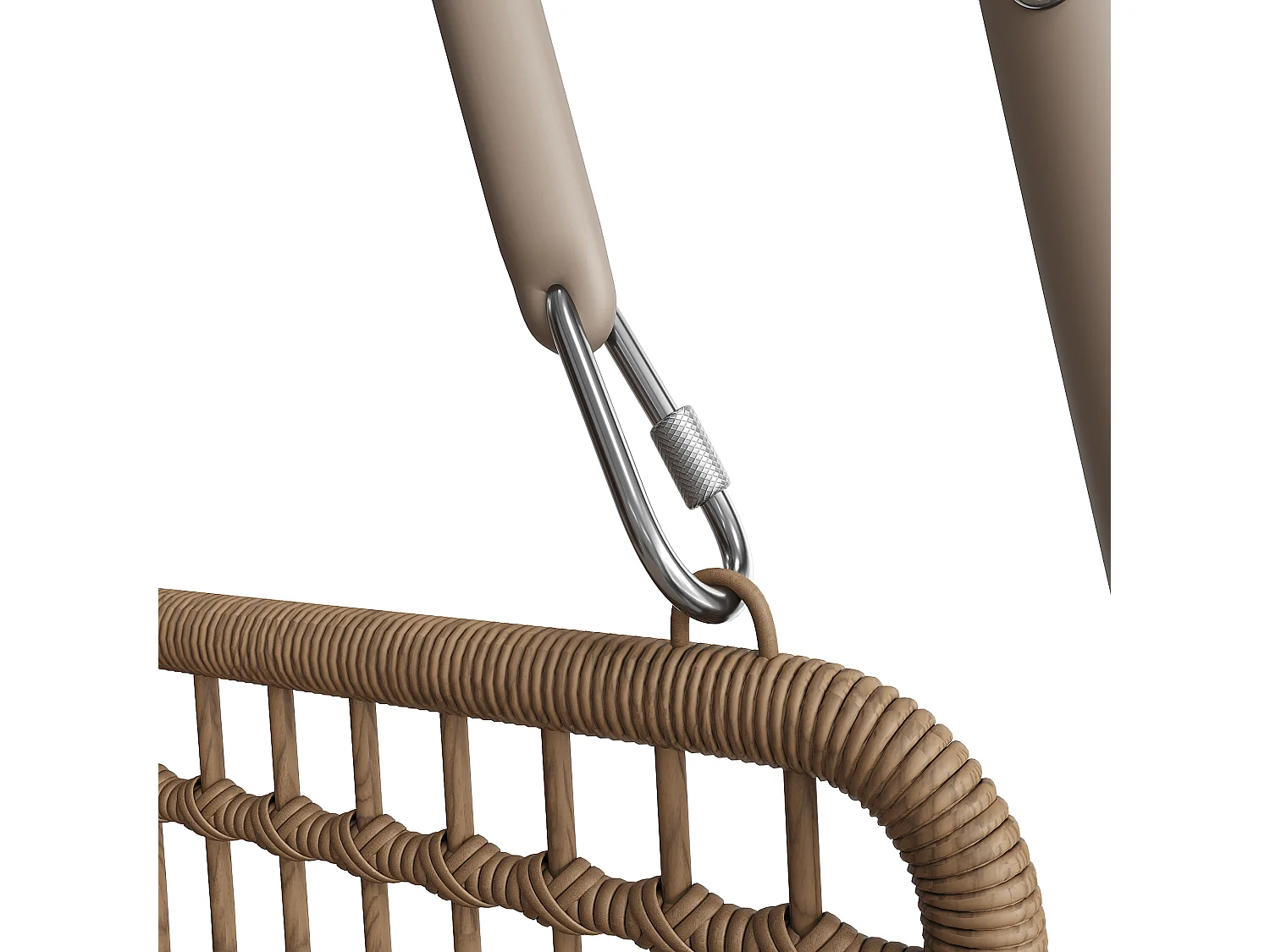 Huśtawka ogrodowa PE rattan 2-osobowa, huśtawka ogrodowa, zewnętrzna, 141 x 109 x 143 cm - Beżowa