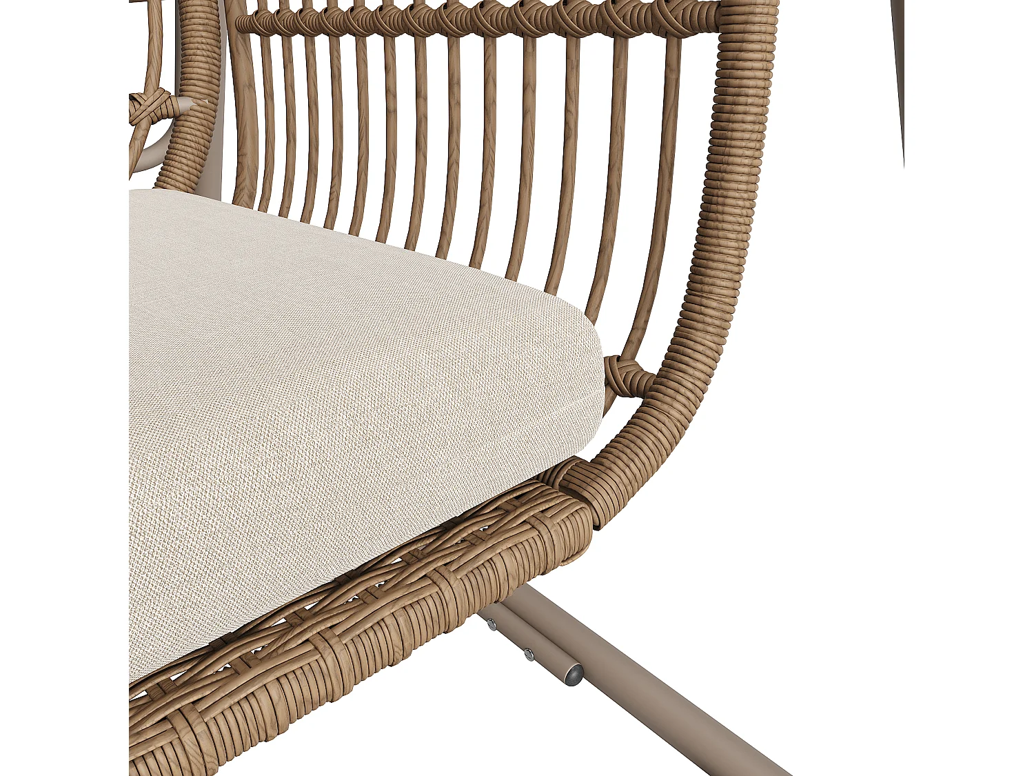 Huśtawka ogrodowa PE rattan 2-osobowa, huśtawka ogrodowa, zewnętrzna, 141 x 109 x 143 cm - Beżowa