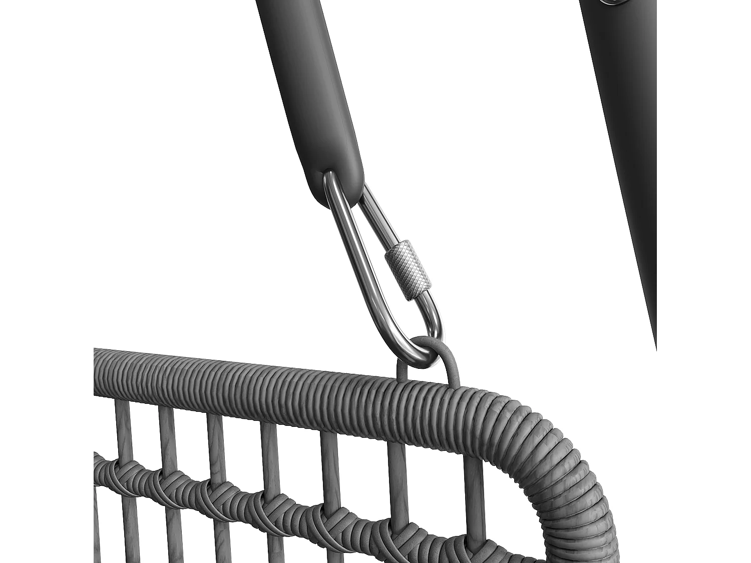 Balanço de jardim de vime PE de 2 lugares, balanço de jardim, para uso externo, 141 x 109 x 143 cm - Cinza escuro