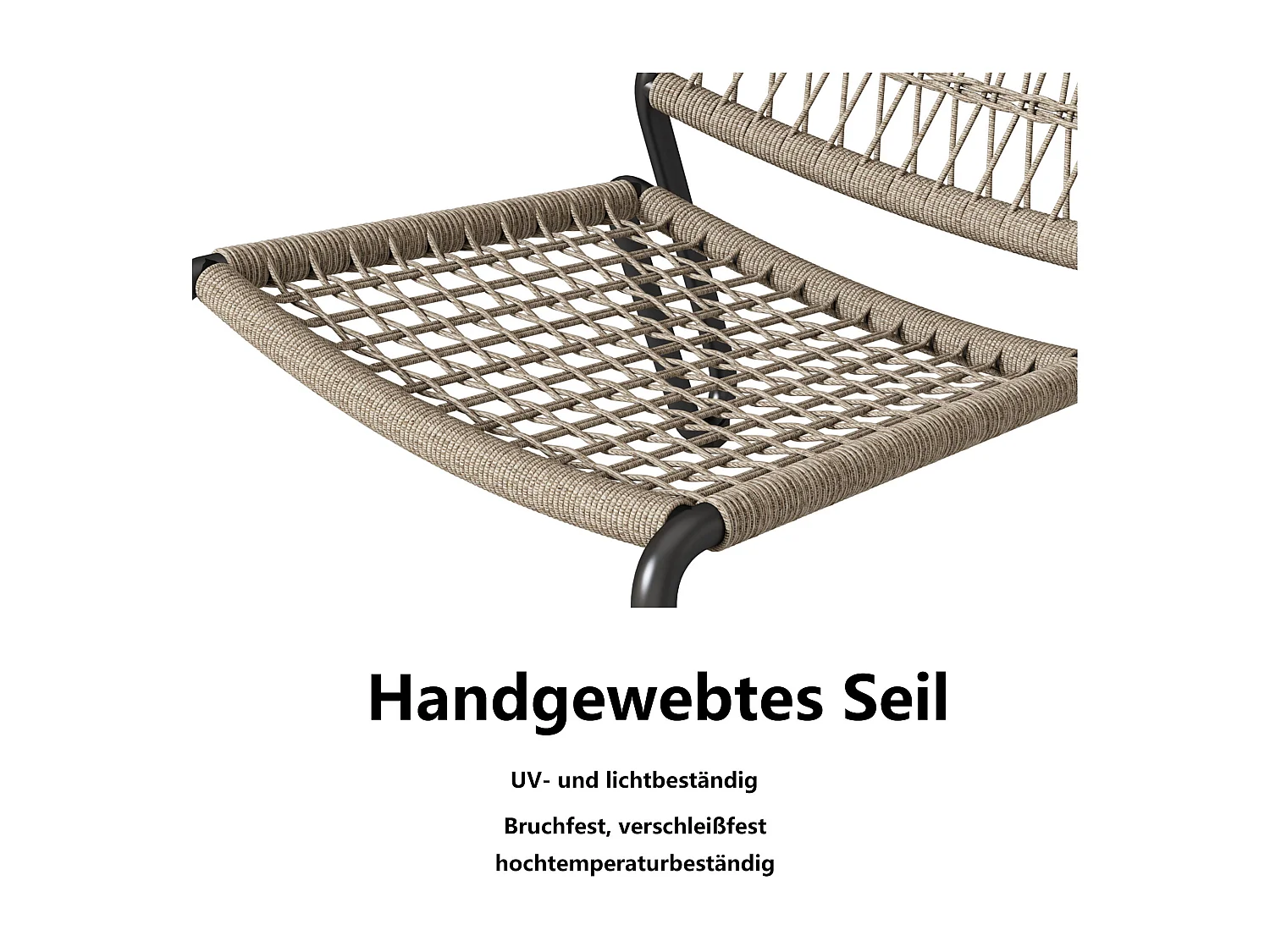 Tuintafel en 2 stoelen set - Gegalvaniseerd staal, touw en massief hout - voor terras, tuin en balkon - Beige