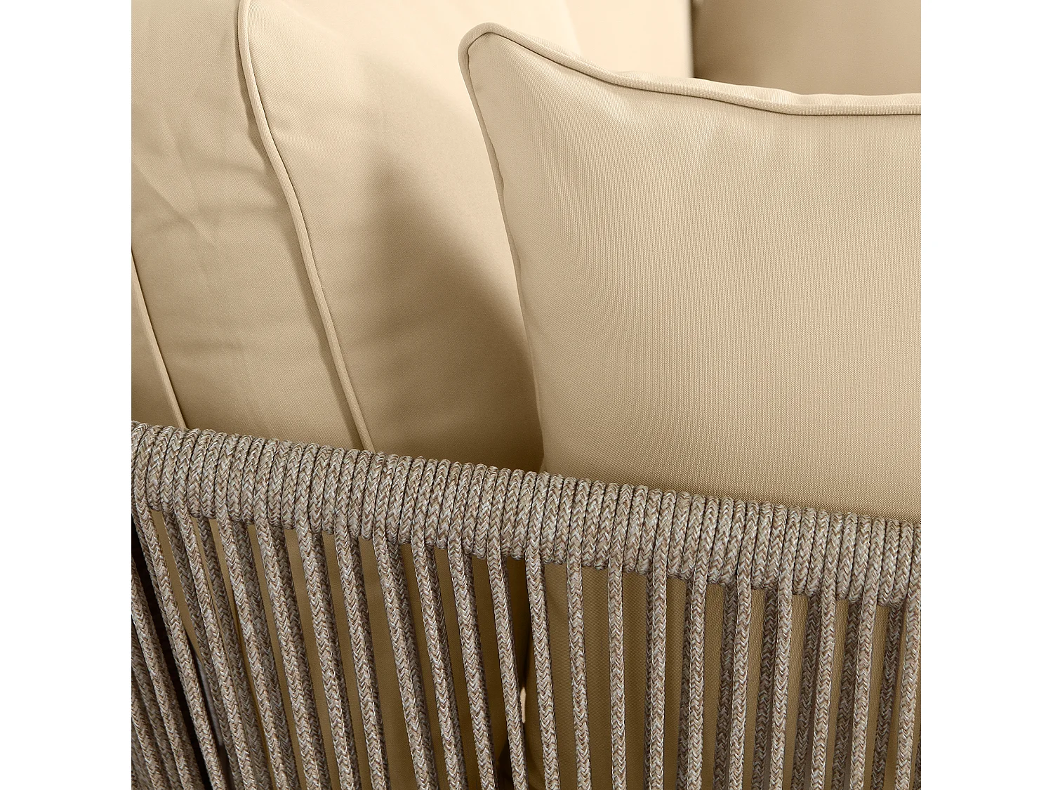 2-osobowa stalowa sofa ogrodowa z 2 poduszkami siedziskowymi o grubości 10 cm - Leżak ogrodowy - Khaki