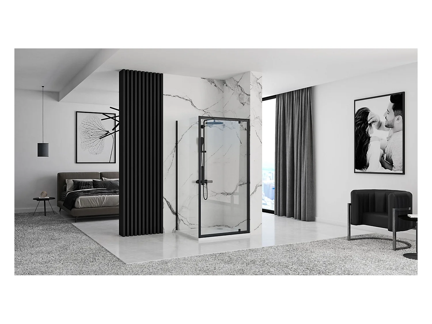 Douchecabine Rea Rapid Swing 90X90 Black