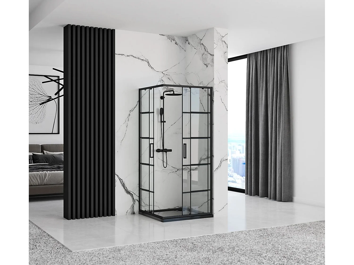 Cabine De Duche Rea Concept 80X80 Black