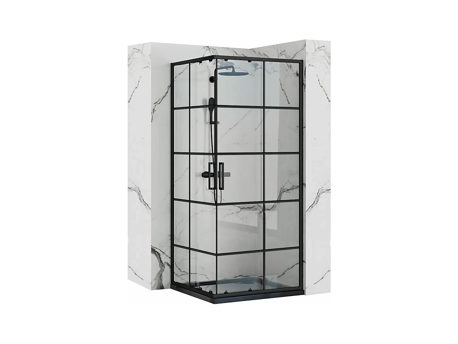 Cabine De Douche Rea Concept 80X80 Black + Receveur De Douche Savoy White