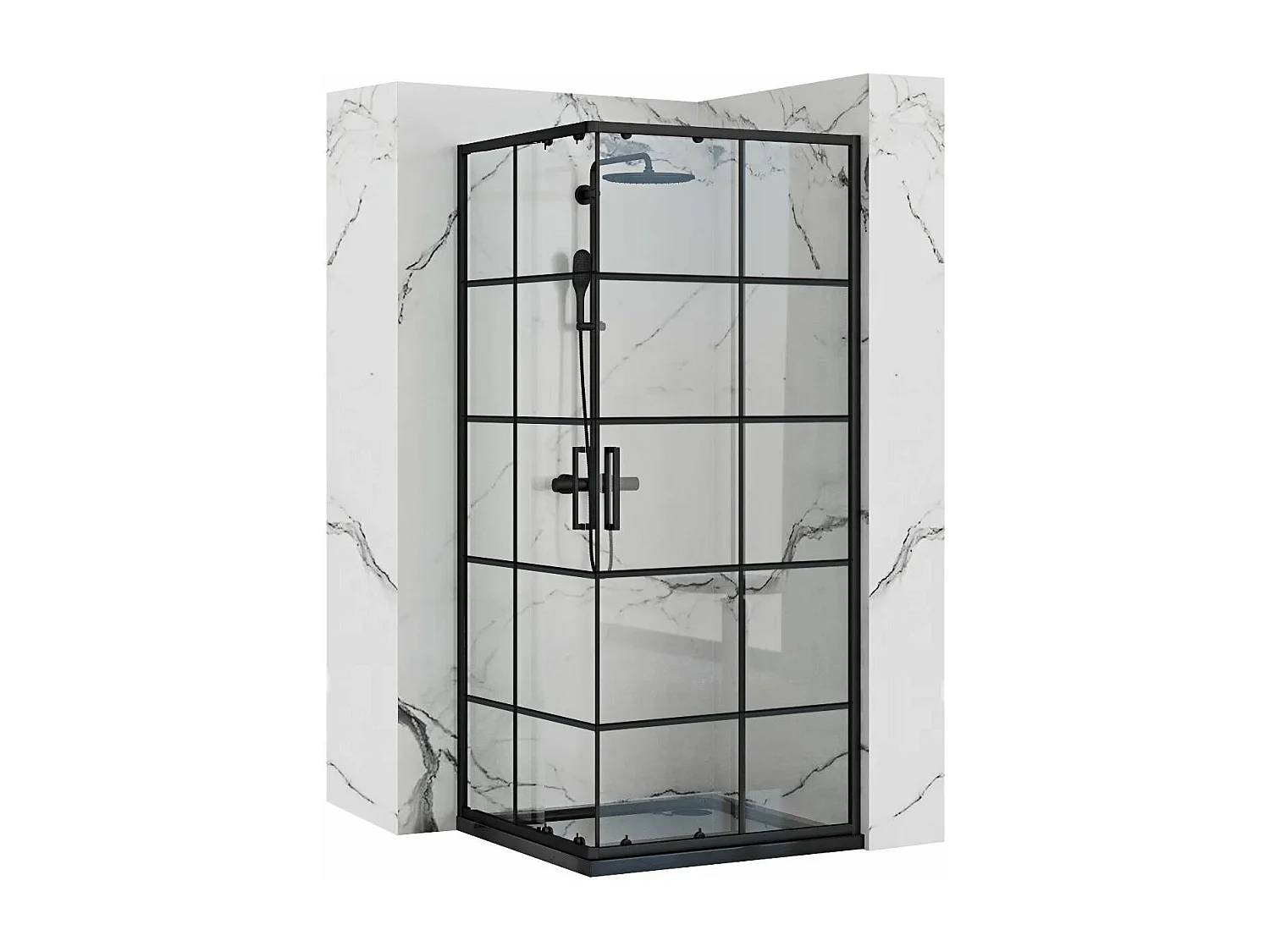 Duschkabine Rea Concept 80X80 Black + Duschtasse Savoy White