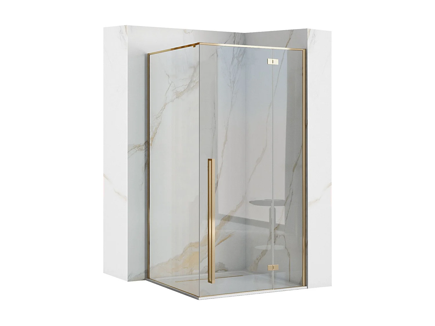 Cabine De Douche Rea Fargo 80X100 Gold + Receveur De Douche Savoy White