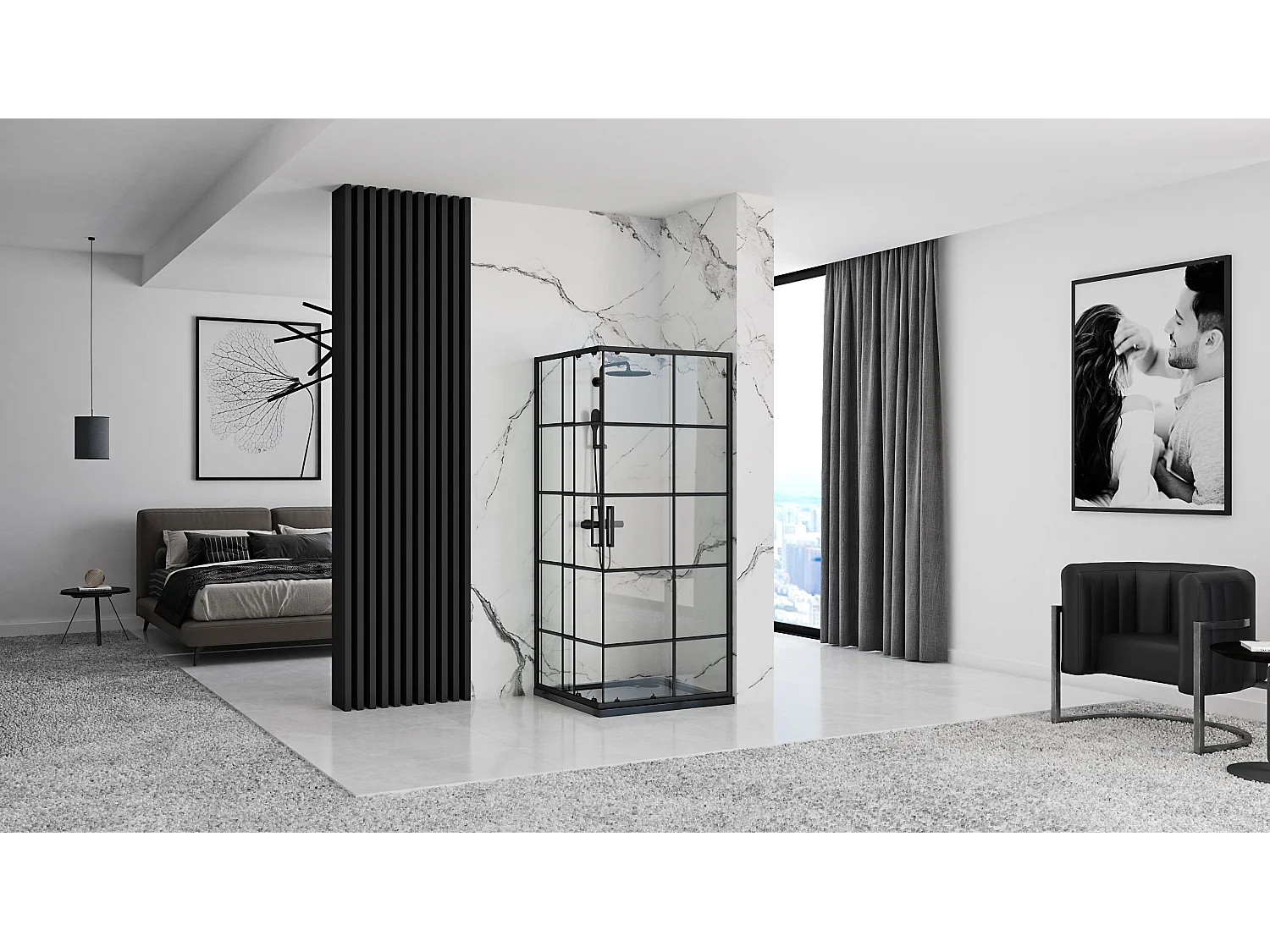 Cabine De Douche Rea Concept 90X90 Black
