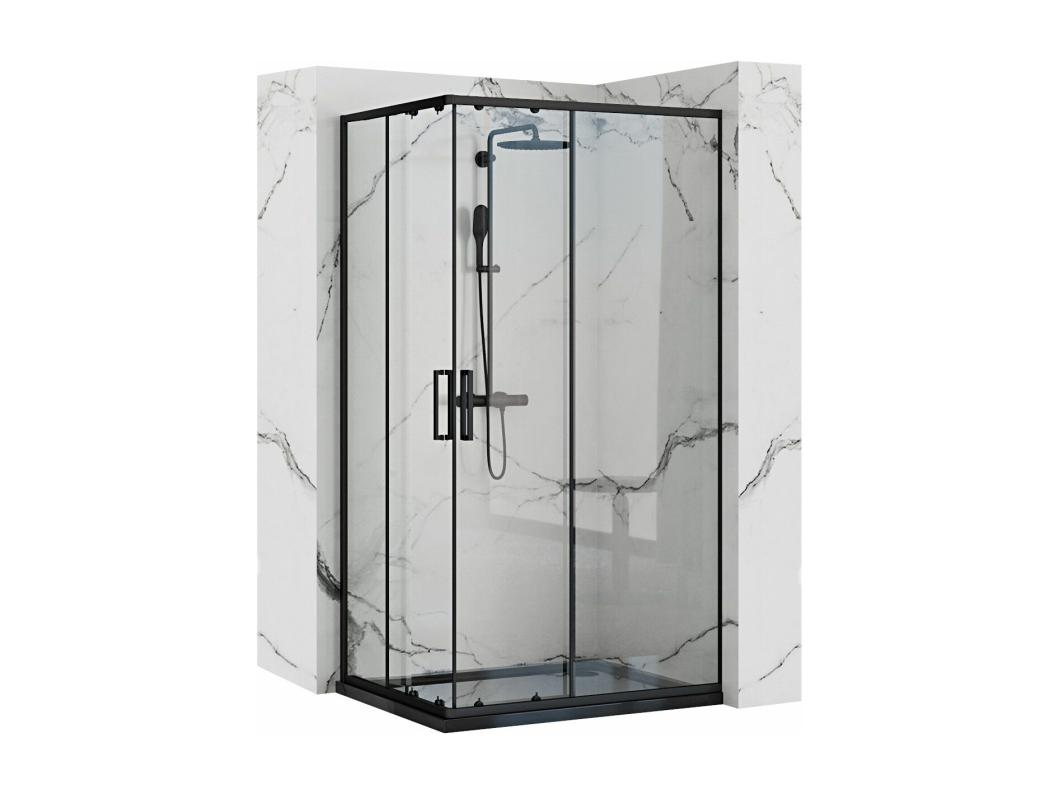 Douchecabine Rea Punto 80X100 Black + Douchebak Savoy White