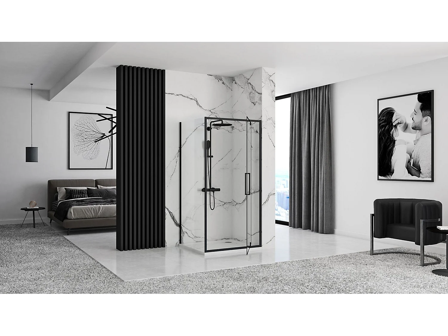 Cabine De Douche Rea Rapid Swing 90X100 Black