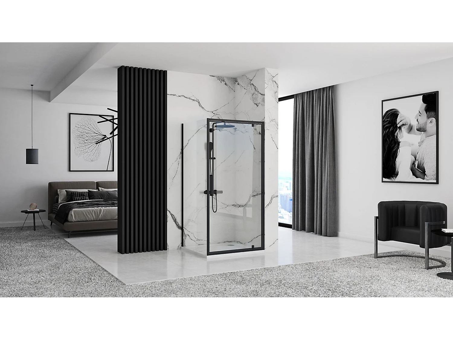 Cabine De Douche Rea Rapid Swing 90X100 Black