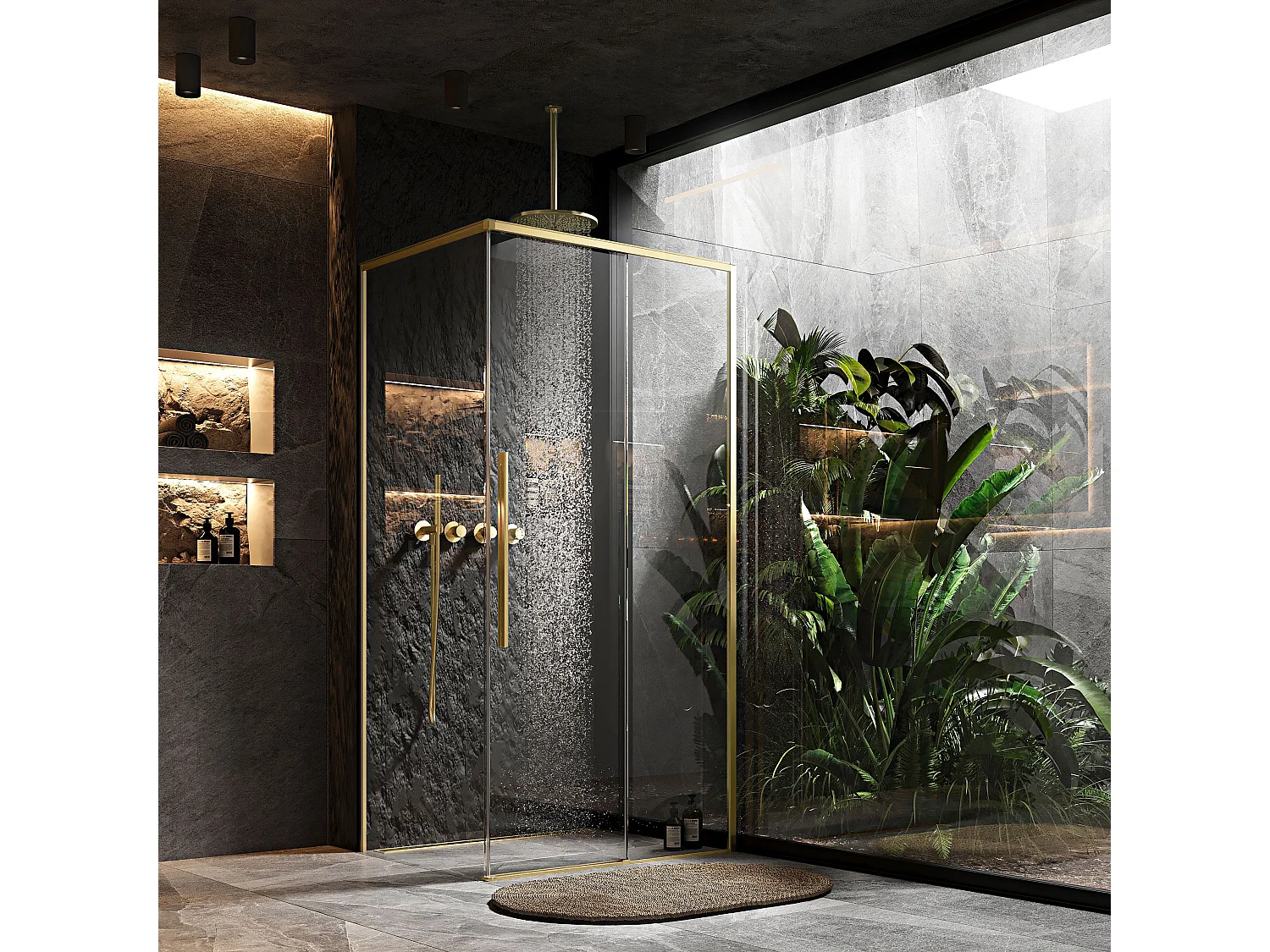 Cabina De Ducha Rea Solar 90X90 Brush Gold