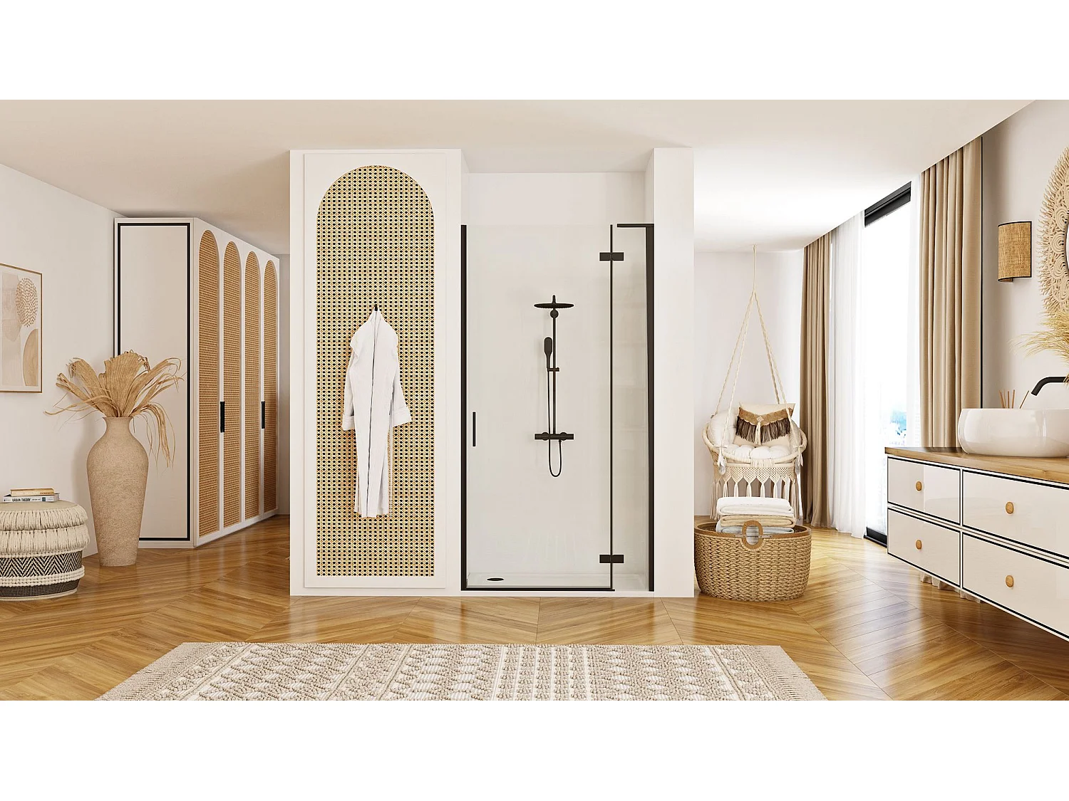 Porte De Douche À Entrouvrir Rea Hugo 100 Black