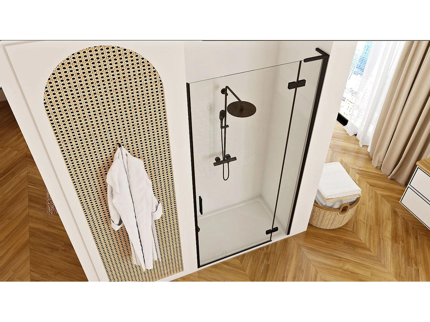 Porte De Douche À Entrouvrir Rea Hugo 100 Black