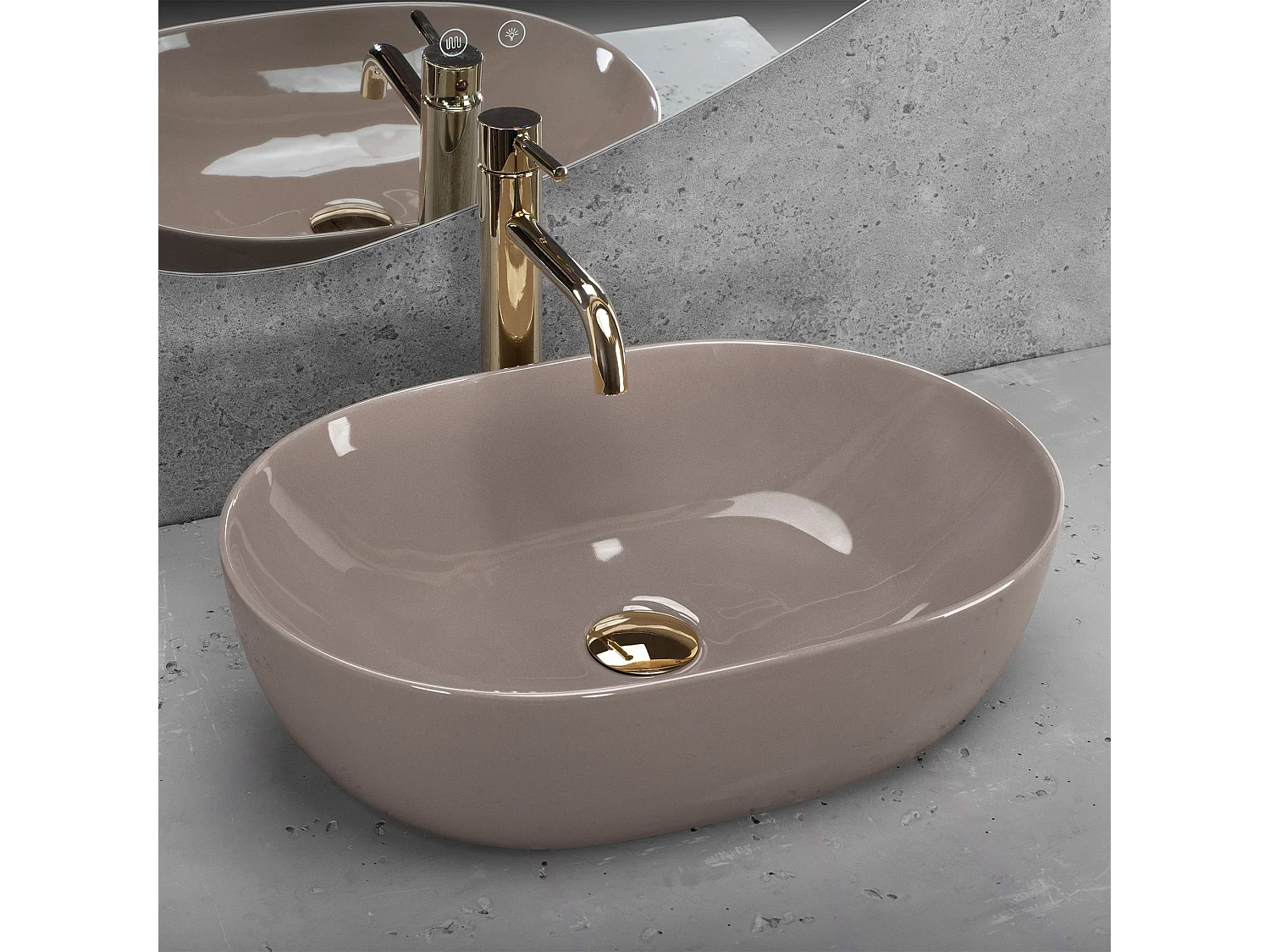 Opzetwastafel Rea Lisa Shiny Beige