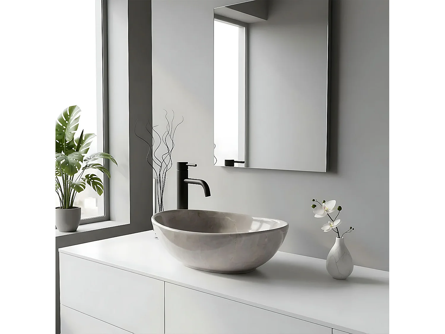 Vasque À Poser Rea Sofia Mini Kashmir Grey