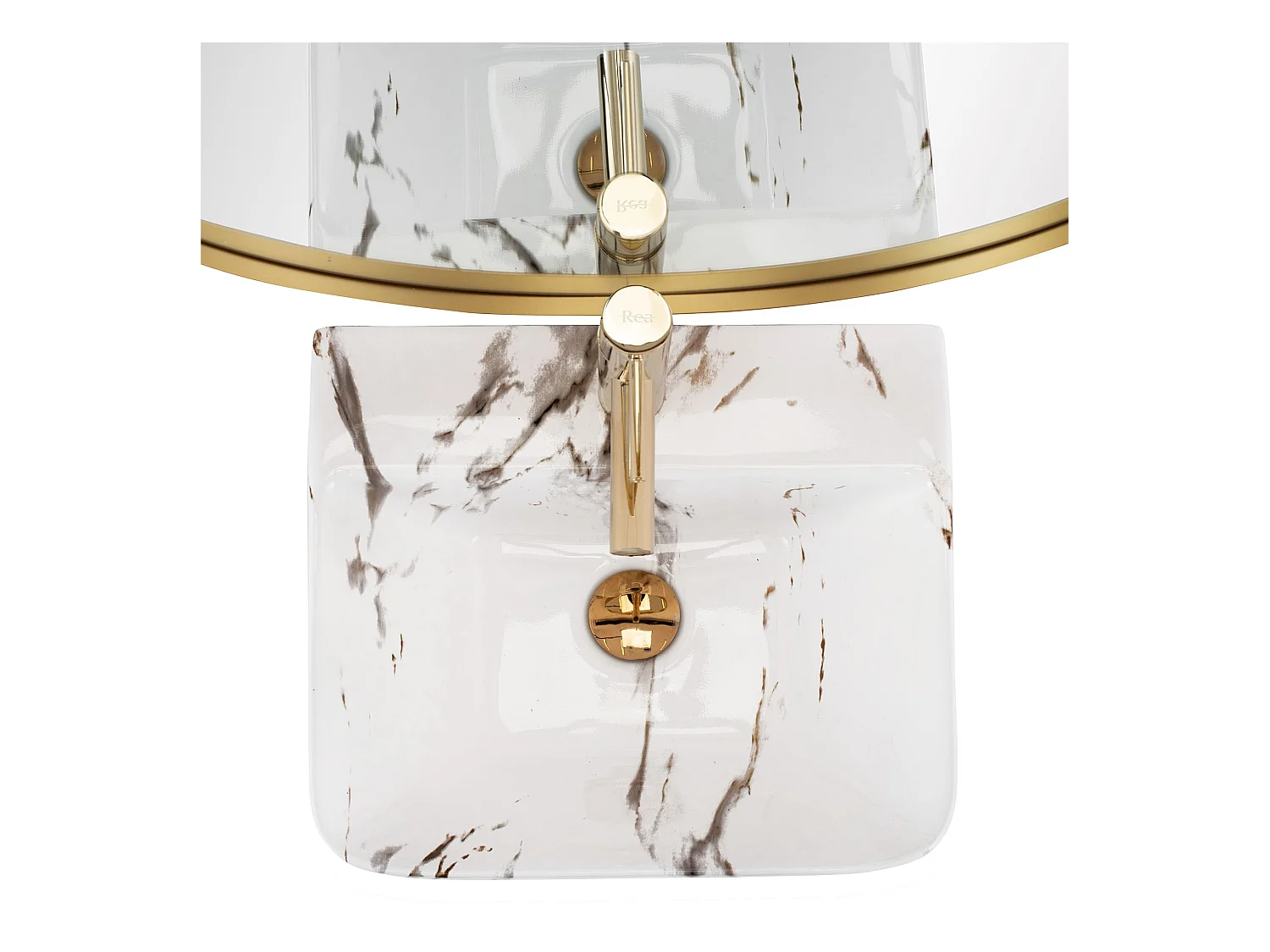 Vasque Autoportante Rea Aris Marble White