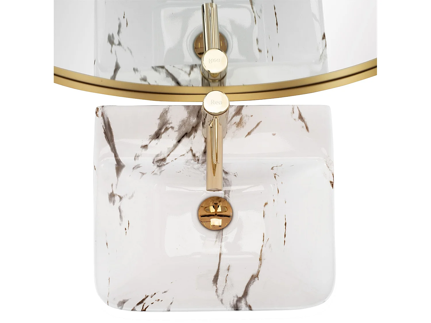 Vasque Autoportante Rea Aris Marble White