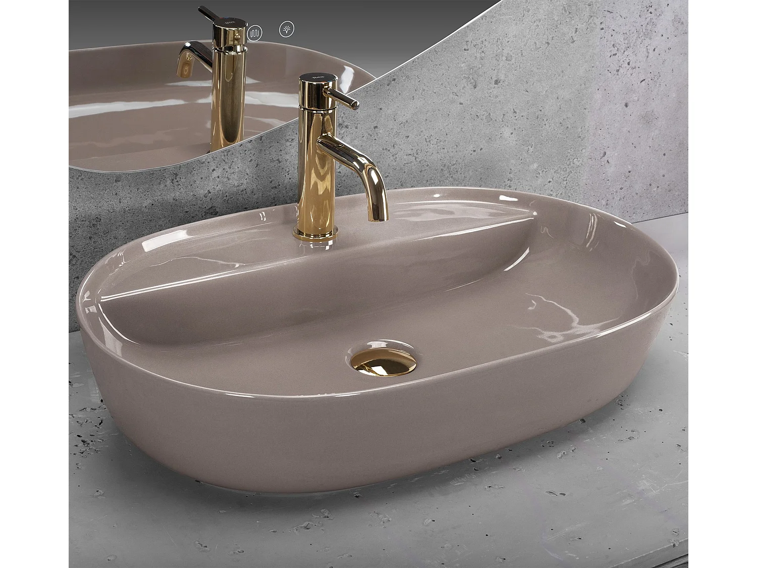 Opzetwastafel Rea Aura 61 Shiny Beige