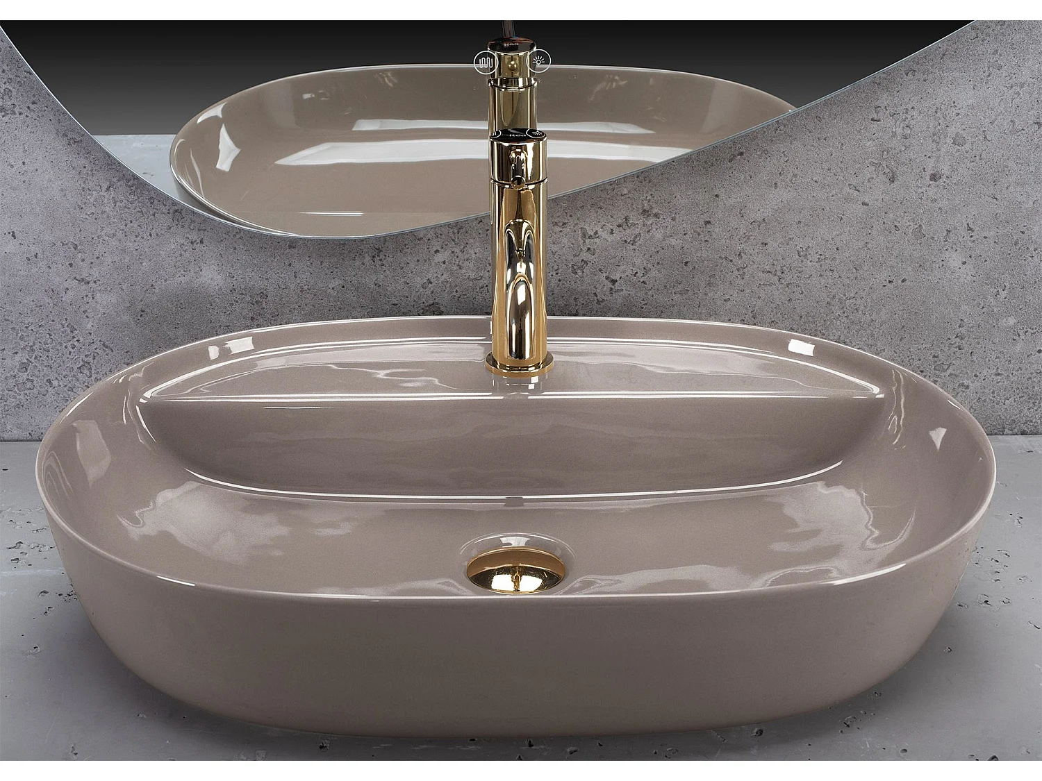 Opzetwastafel Rea Aura 61 Shiny Beige