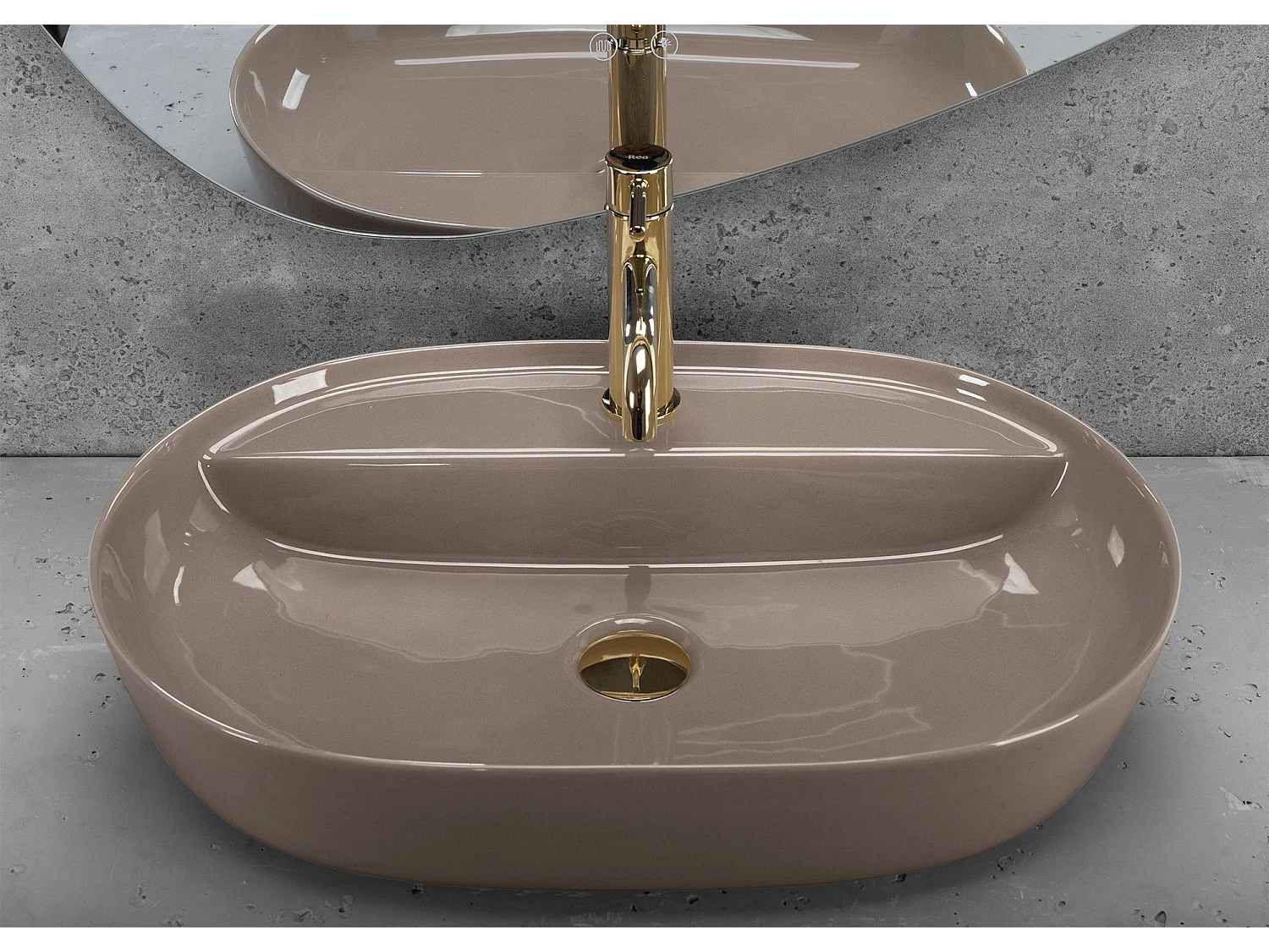 Opzetwastafel Rea Aura 61 Shiny Beige