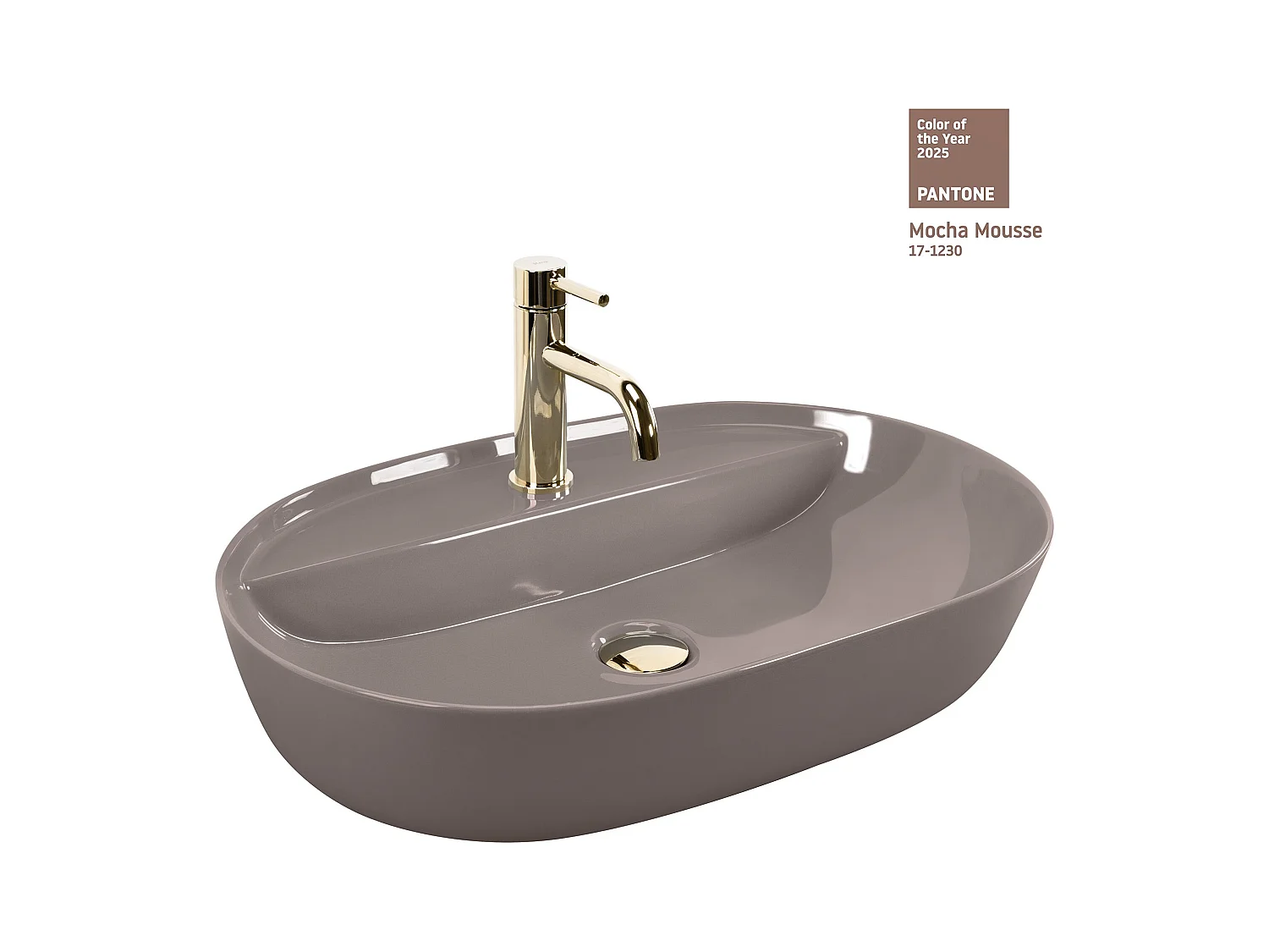 Opzetwastafel Rea Aura 61 Shiny Beige