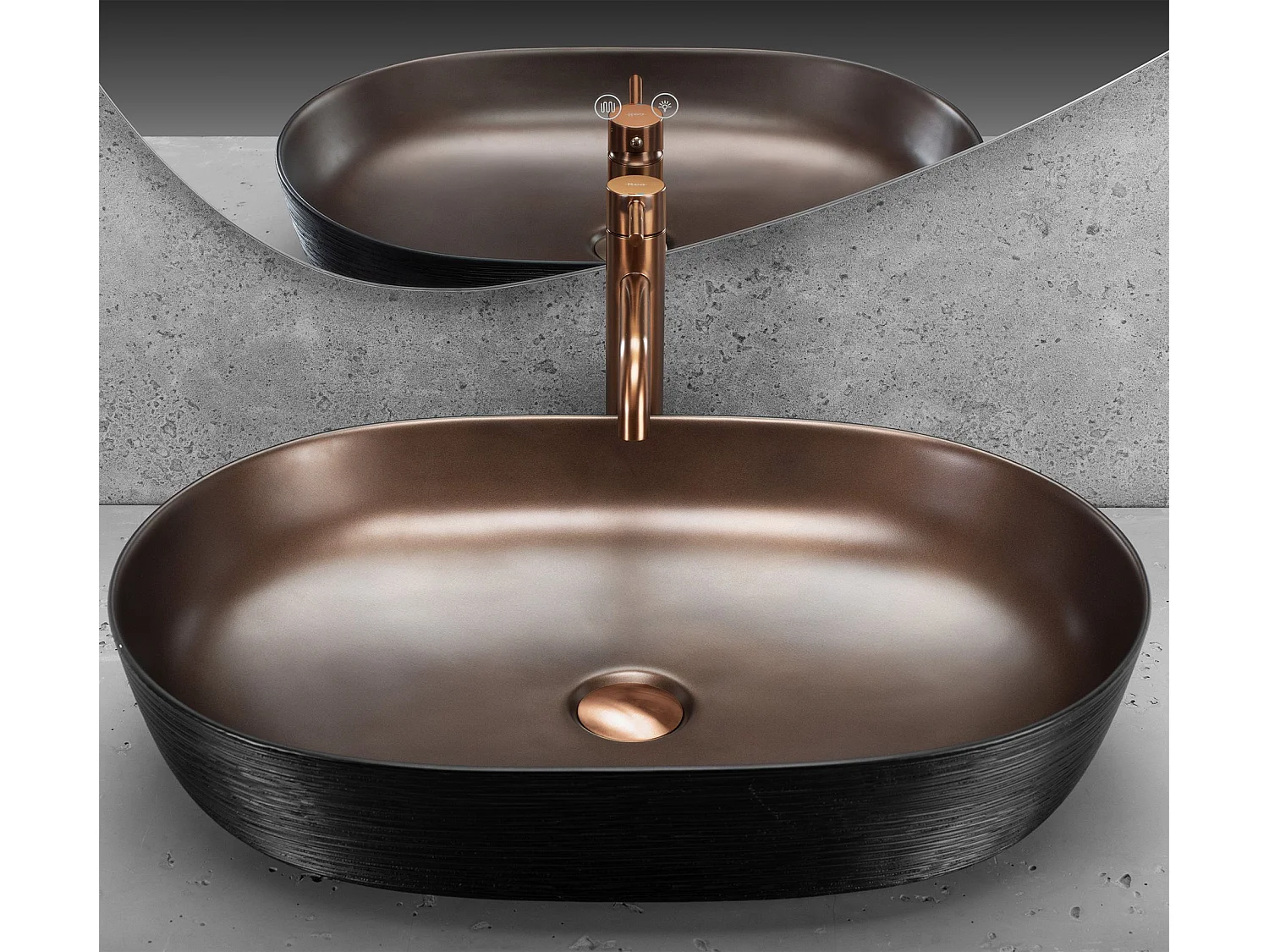 Vasque À Poser Rea Cleo 61 Brush Copper Black