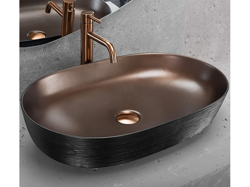 Lavabo Sobre Encimera Rea Cleo 61 Brush Copper Black