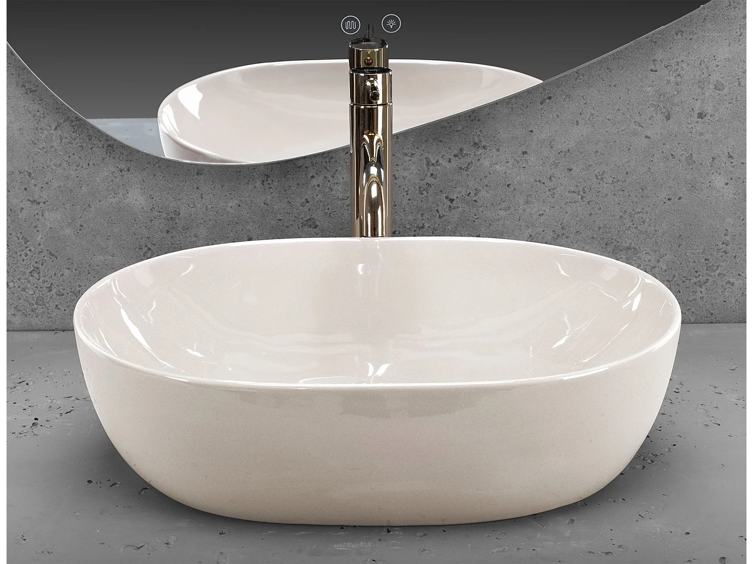 Vasque À Poser Rea Lisa Shiny White