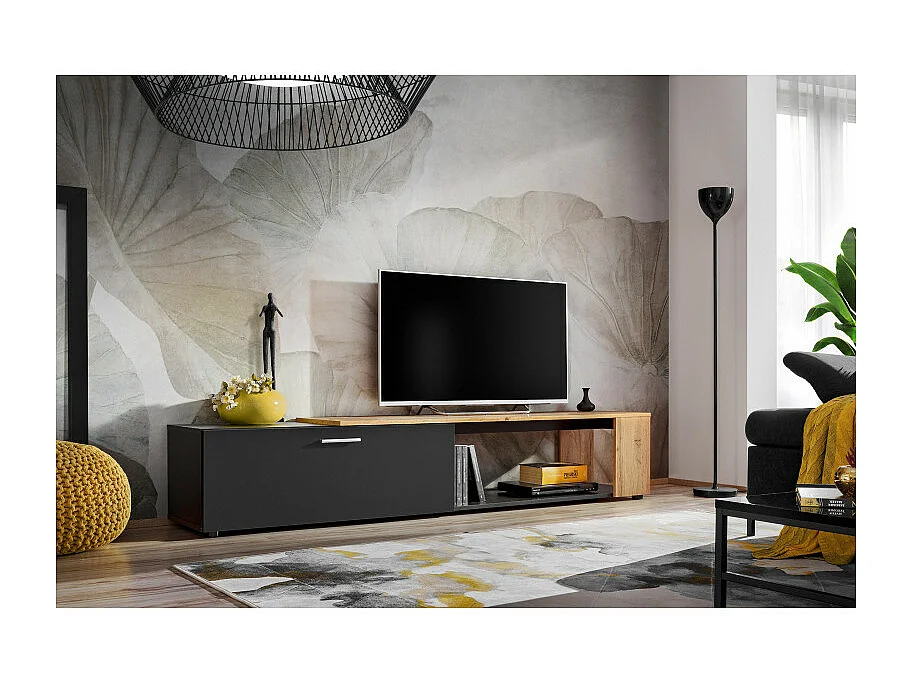 Meuble TV design "RTV Maze II" 200cm Noir & Naturel