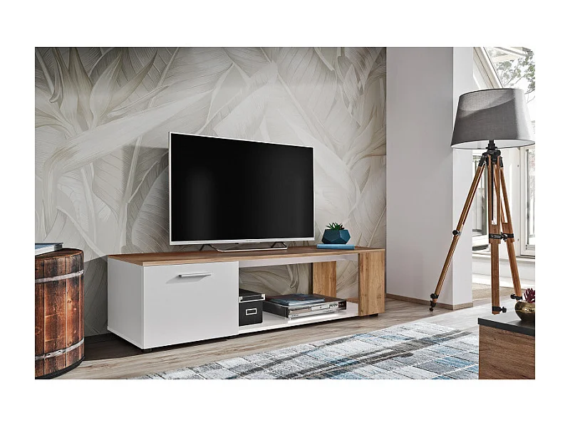 Meuble TV "RTV Maze I" 150cm Blanc & Naturel