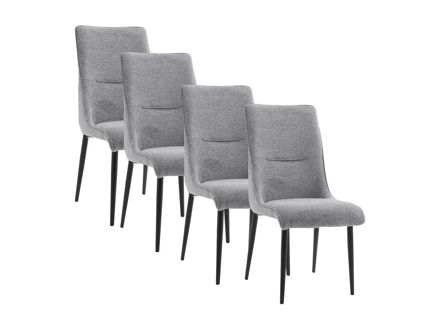 Pack de 4 sillas de 93x45x63 cm tapizadas en tela anti-manchas en gris Michelle