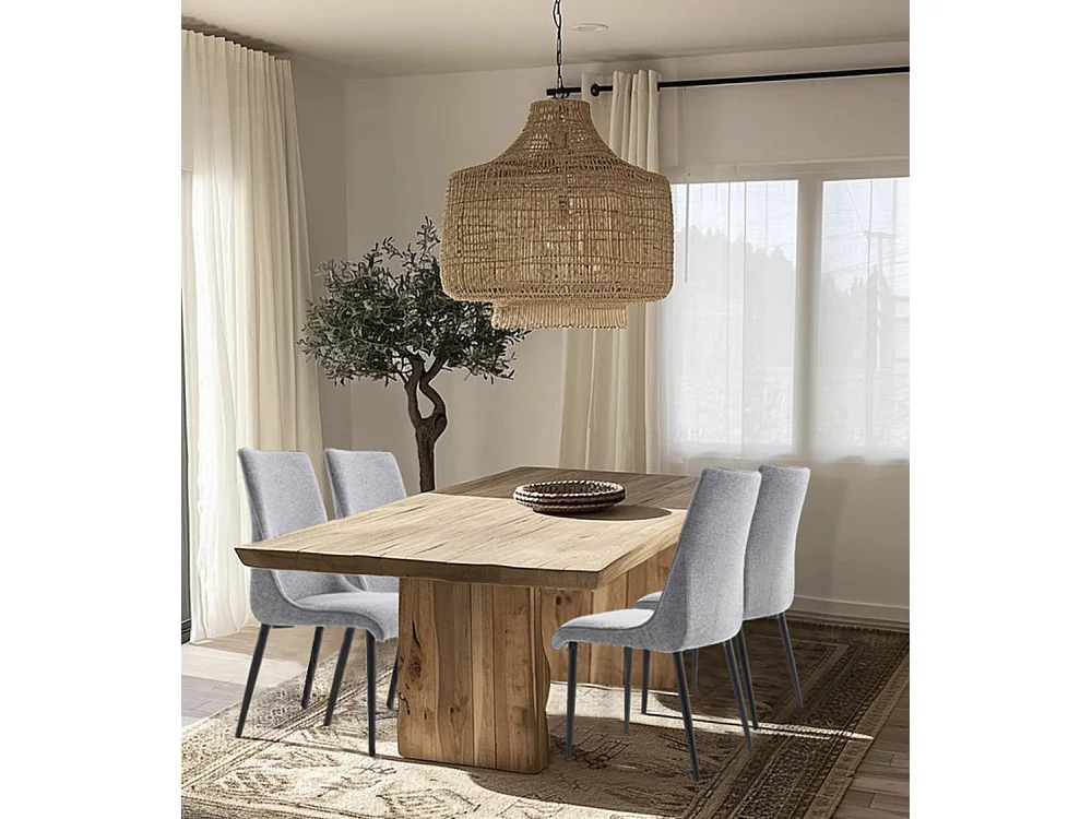 Pack de 4 sillas de 93x45x63 cm tapizadas en tela anti-manchas en gris Michelle