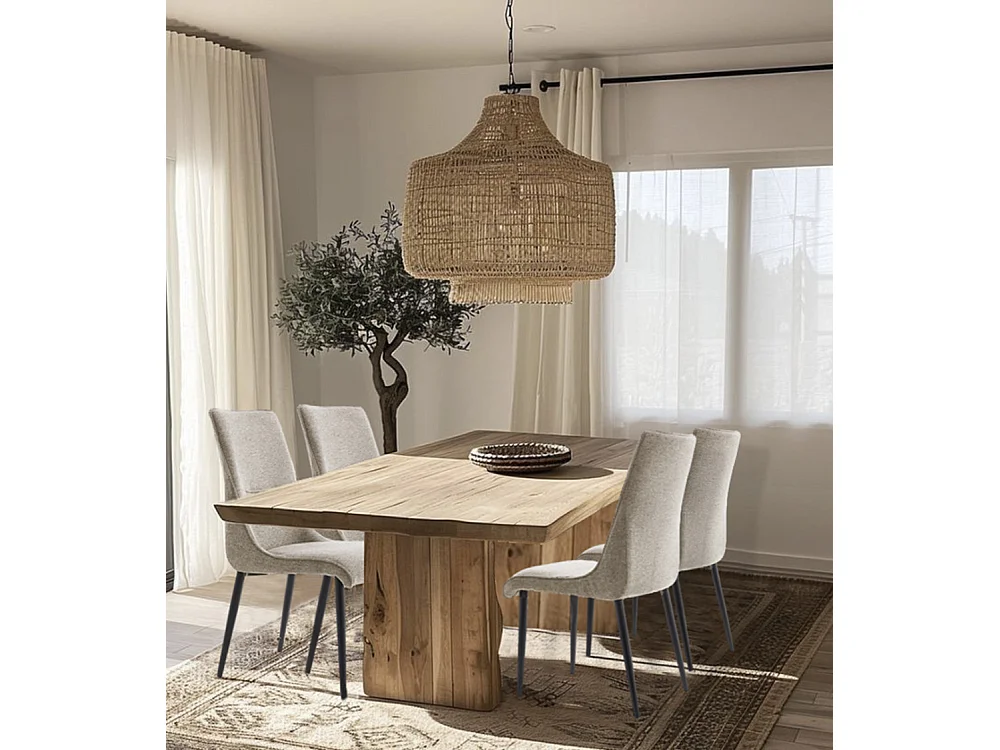 Pack de 4 sillas de 93x45x63 cm tapizadas en tela anti-manchas en beige Michelle