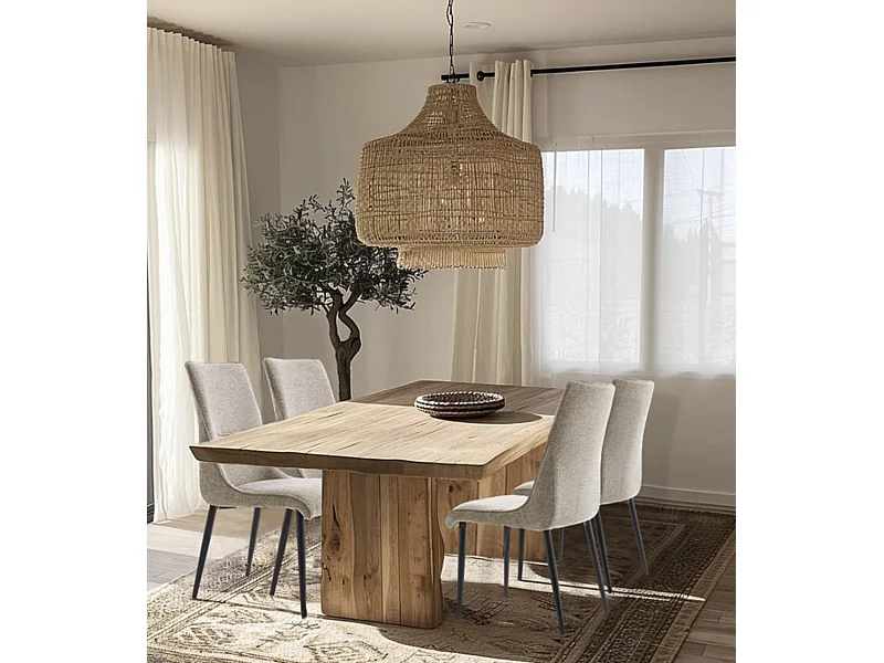 Pack de 4 sillas de 93x45x63 cm tapizadas en tela anti-manchas en beige Michelle