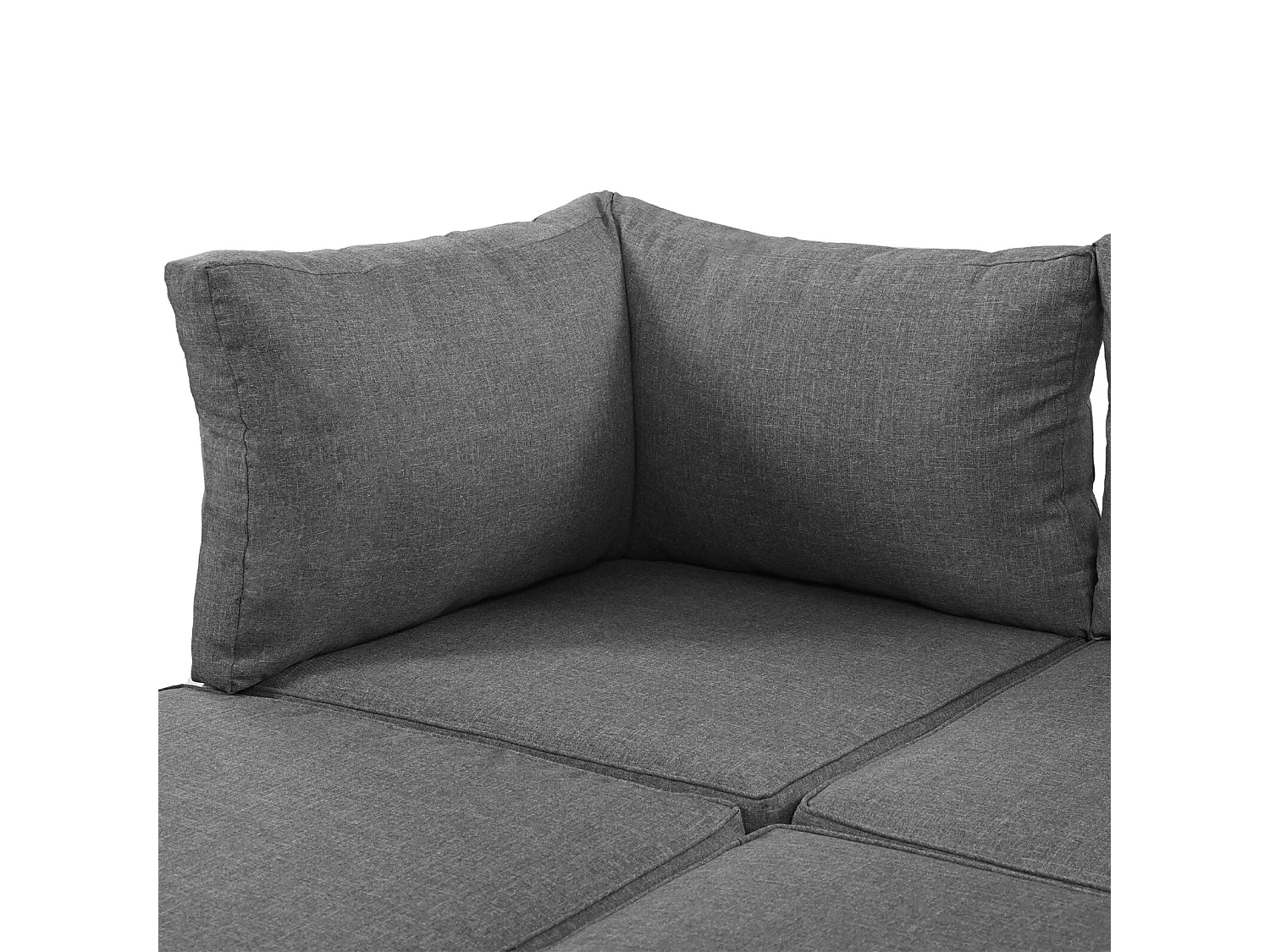 Gegalvaniseerd stalen tuinmeubels, salontafel en modulaire bank, verstelbare voeten, grijze kussens