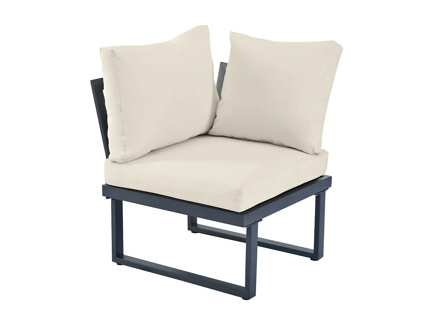 Salon de jardin en acier galvanisé - canapé et table basse - position d'angle 5 étapes réglable - coussins beige