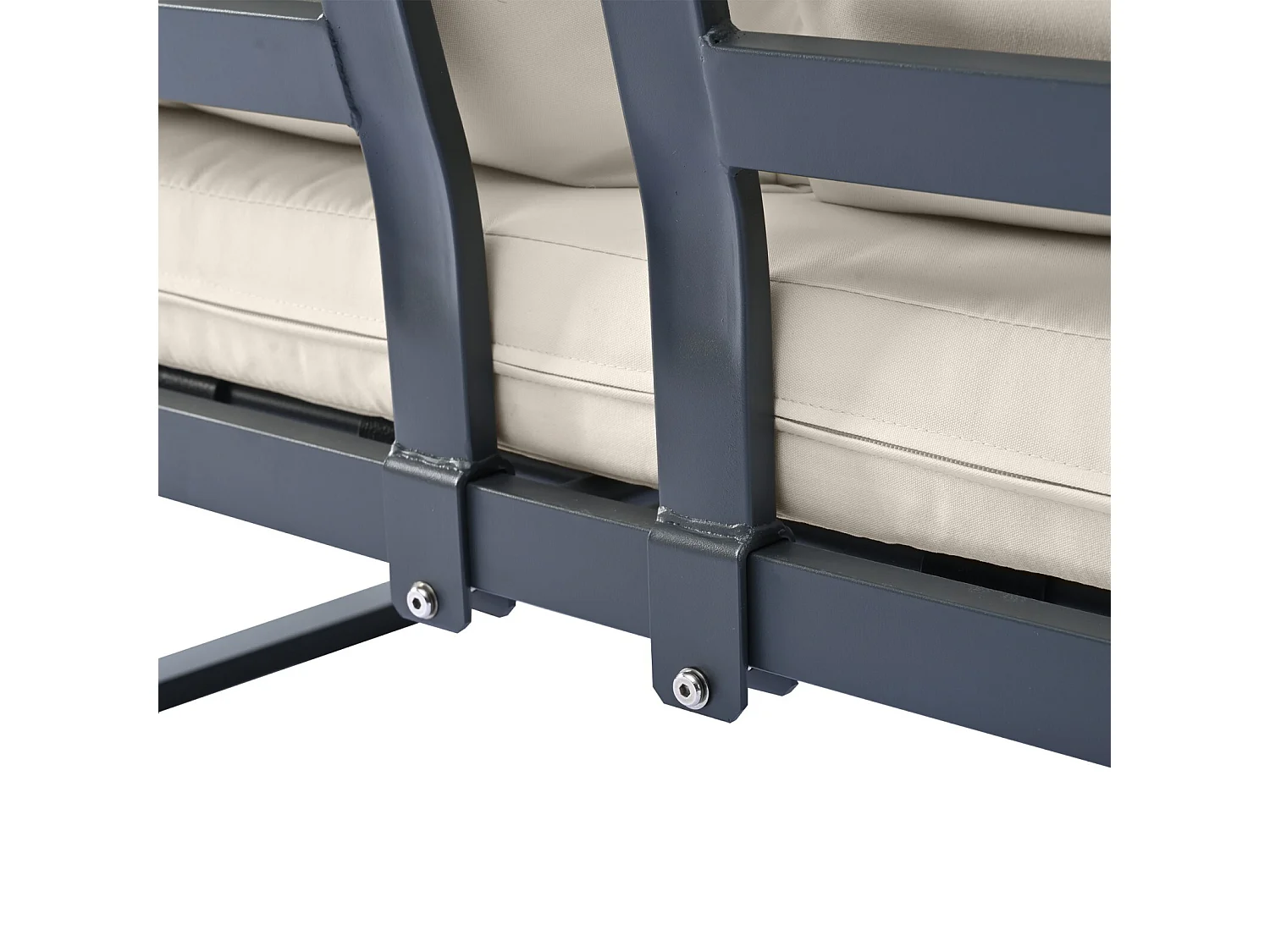 Salon de jardin en acier galvanisé - canapé et table basse - position d'angle 5 étapes réglable - coussins beige