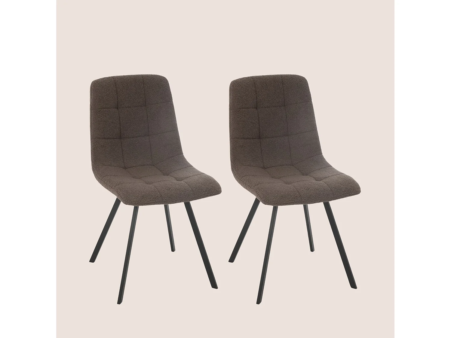 Chaises en métal noir et tissu bouclette (lot de 2) - OLIVIA