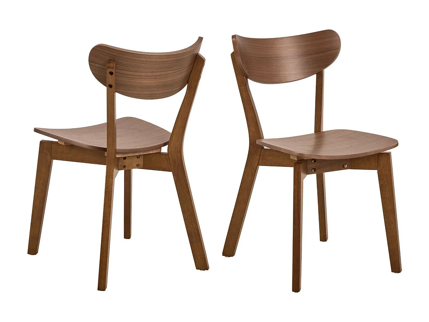 Chaise scandinave en bois finition noyer (lot de 2) - LETA