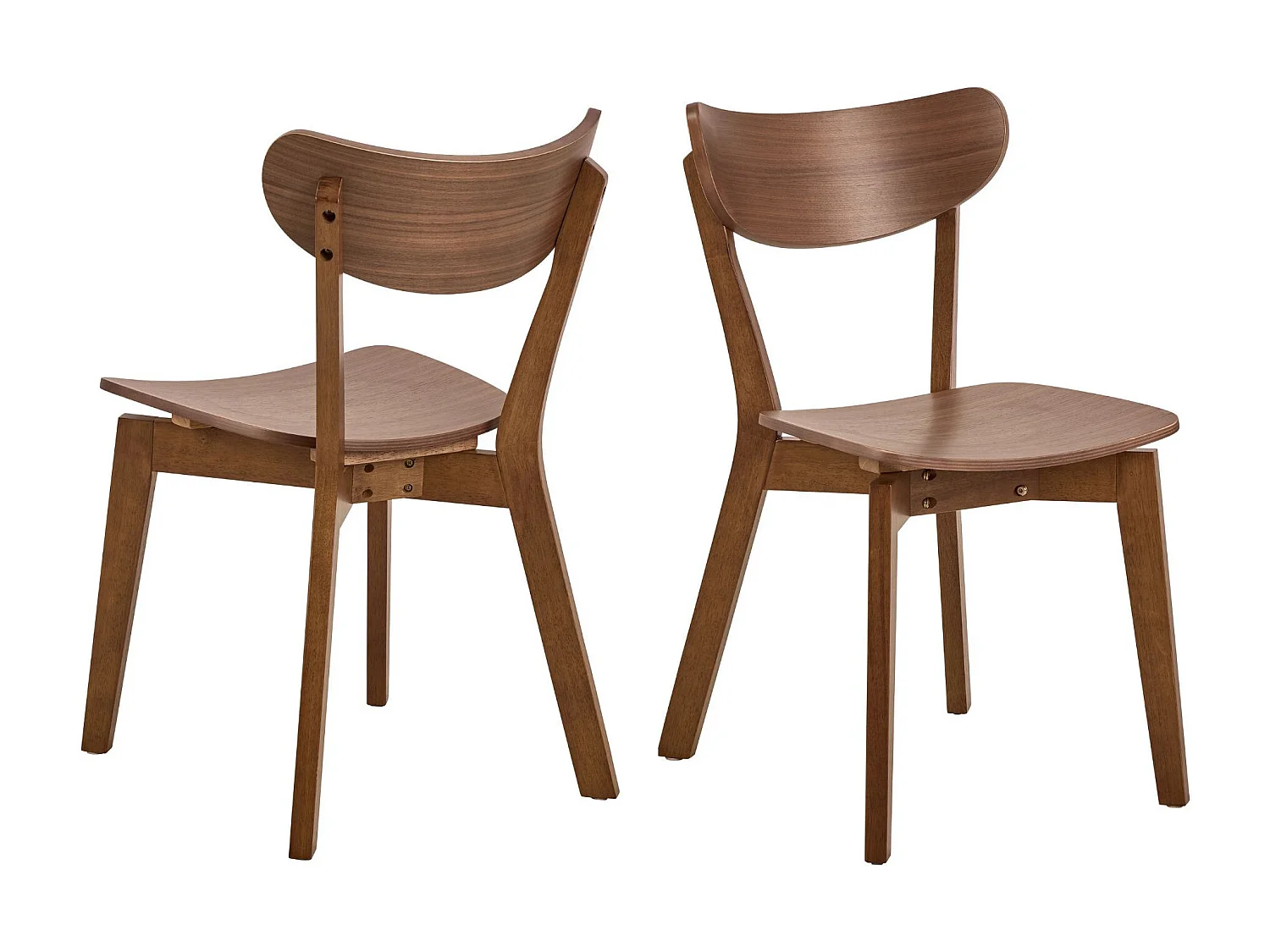 Chaise scandinave en bois finition noyer (lot de 2) - LETA