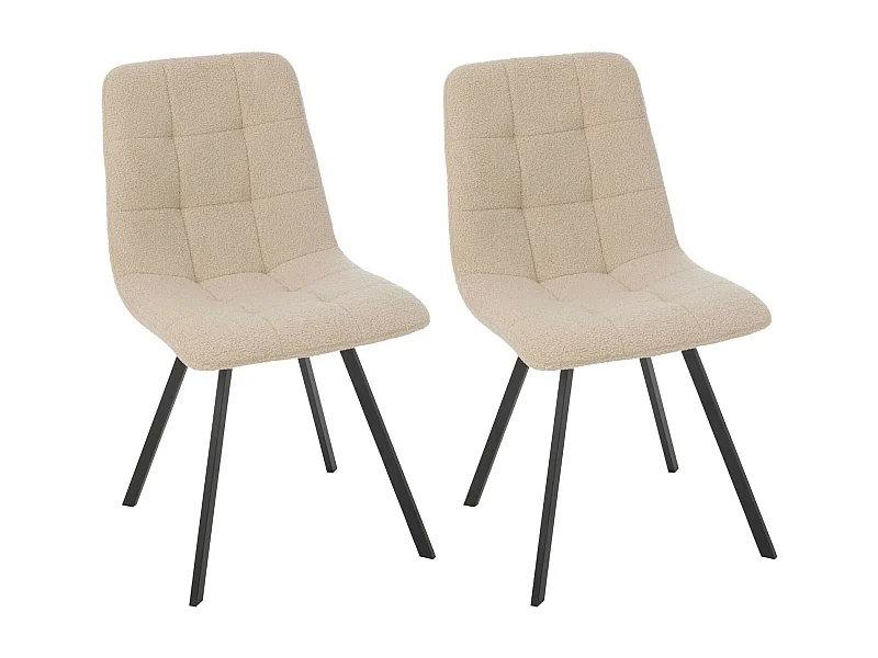 Chaises en métal noir et tissu bouclette (lot de 2) - OLIVIA