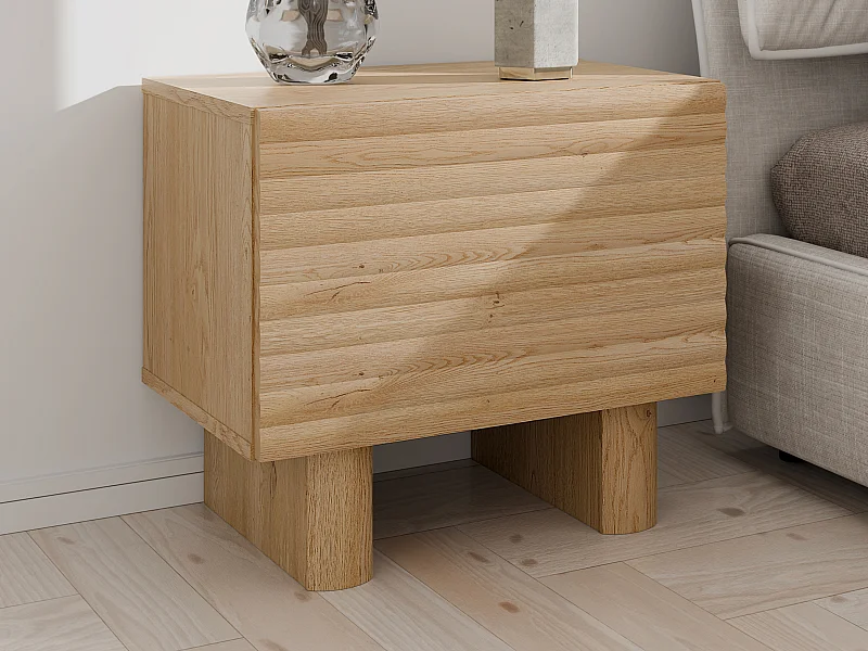 Mesa de cabeceira 1 porta MDF cor natural - LUDIMA